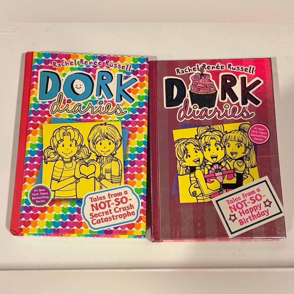 4 Hard Cover books Disney A Wrinkle in Time Book, Dork Diaries,‎ Titans